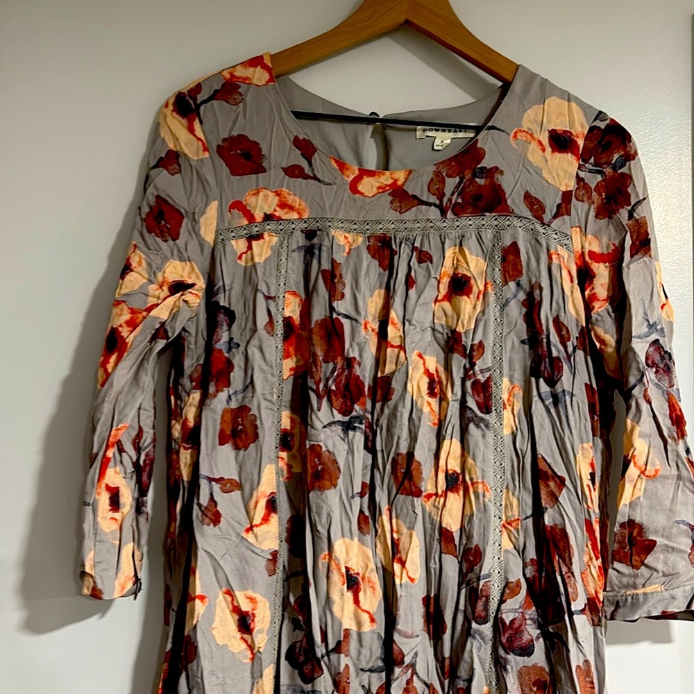 Downeast Grey Floral Short Dress Small